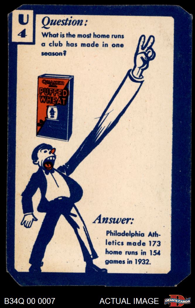 1934 Quaker Oats Ask Me Trivia #4 Hack Wilson Batted In U 6 - EX/MT - Picture 3 of 3