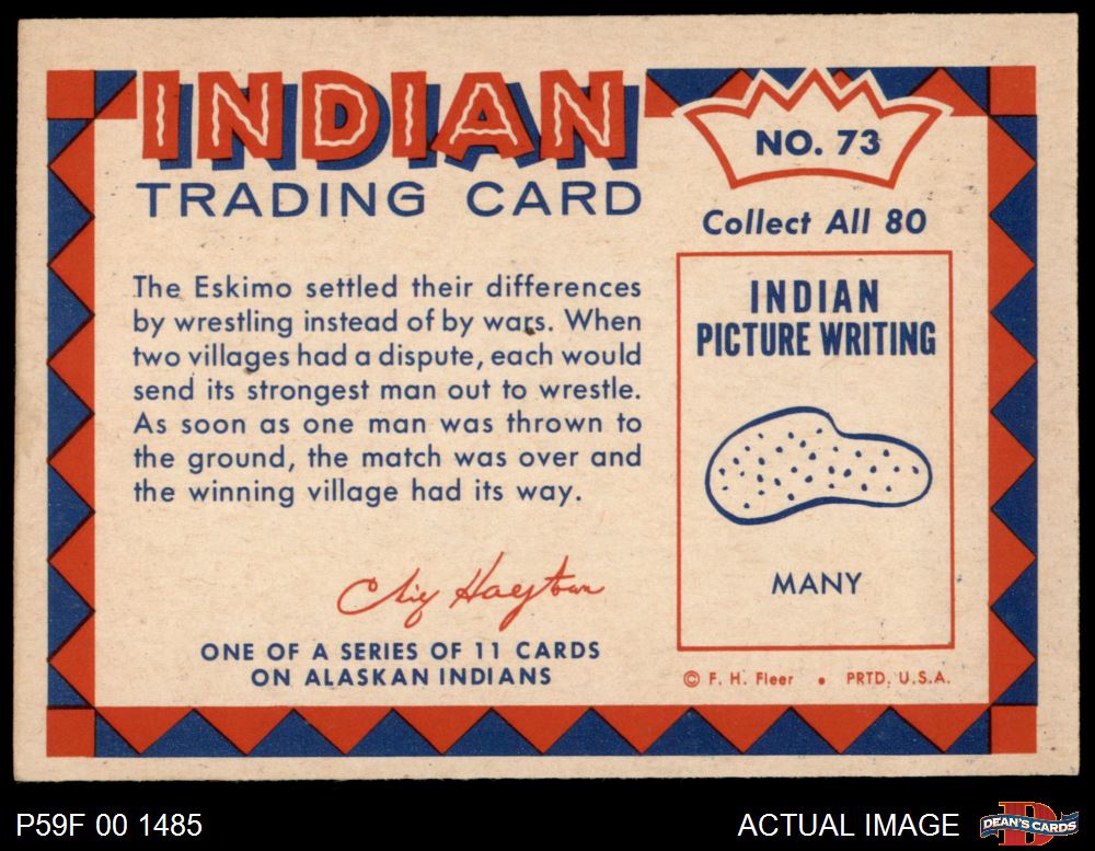 1959 Fleer Indian #73 Eskimo wrestling 6 - EX/MT - Picture 7 of 9