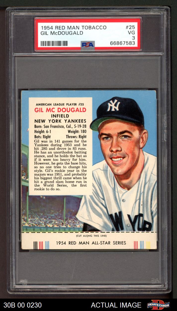 1954 Red Man #25 AL Gil McDougald