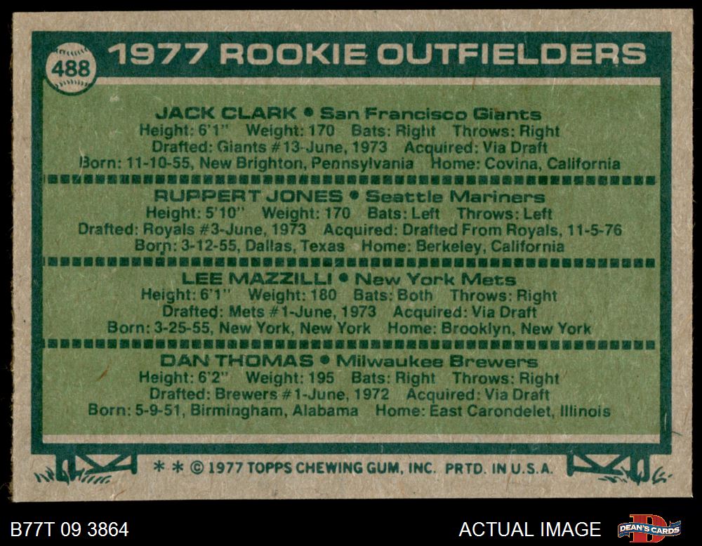 1977 Topps #488 - Jack Clark / Ruppert Jones / Lee Mazzilli / Dan ...