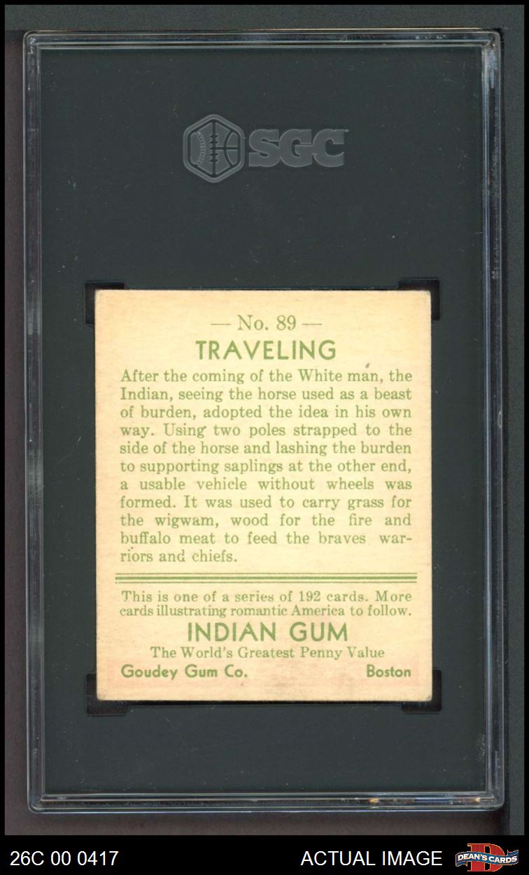 1933 Goudey Indian Gum #89 Traveling SGC 5 - EX - Picture 3 of 3
