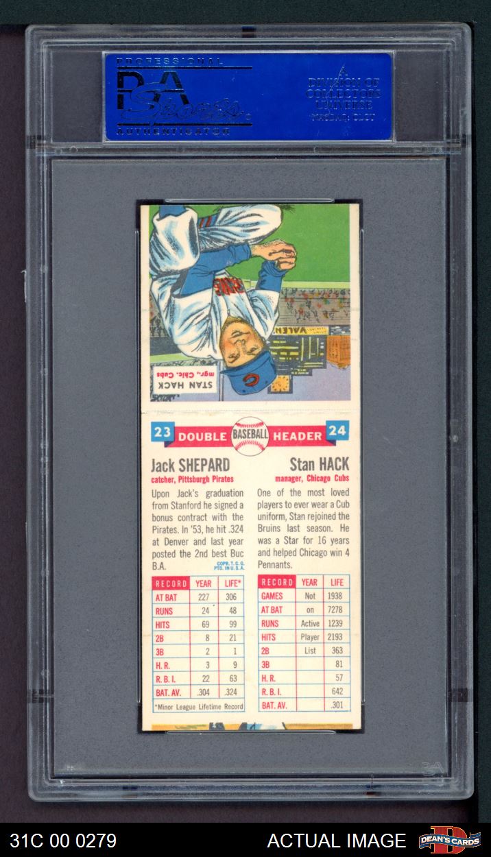 1955 Topps DoubleHeader #23 Jack Shepard / 24 - Pirates / Cubs PSA 7 - NM - Picture 3 of 3