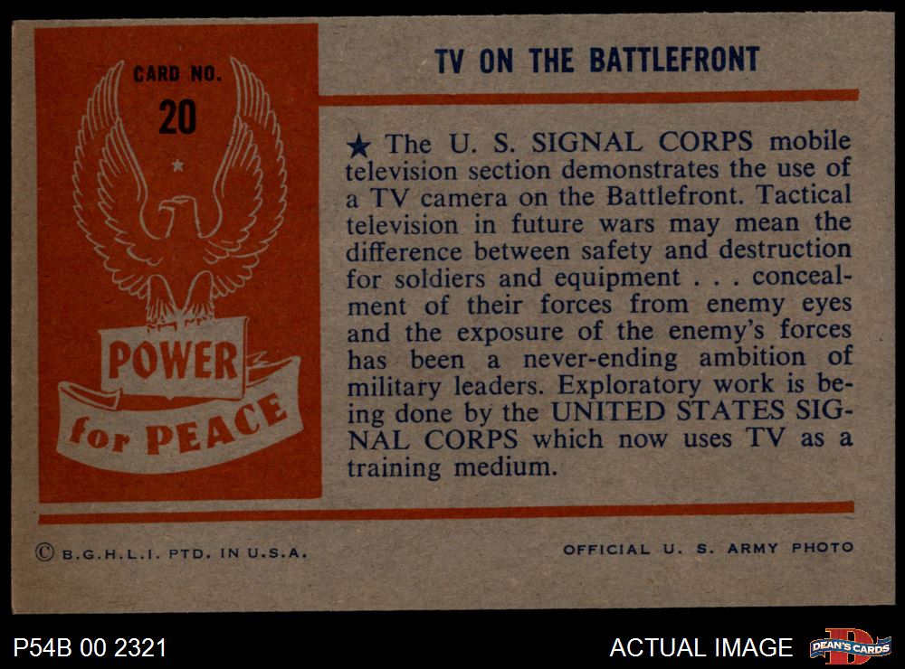 1954 Bowman Power for Peace #20 TV on the Battlefront 3 - VG