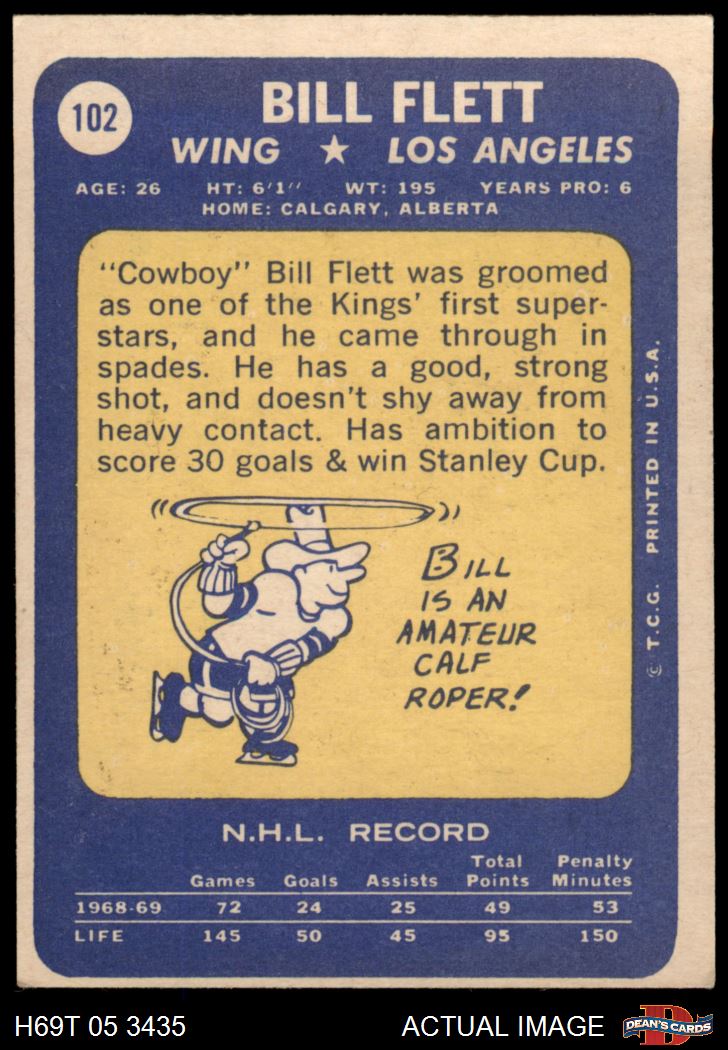 1969 Topps #102 Bill Flett Kings-Hockey 4 - VG/EX