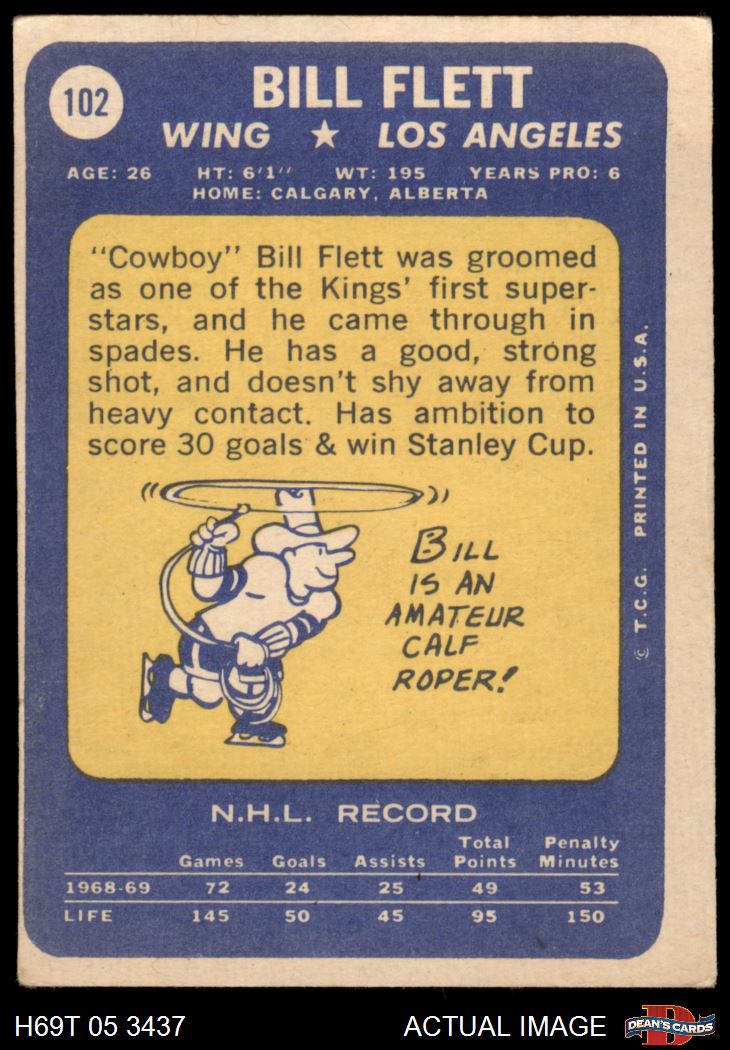 1969 Topps #102 Bill Flett Kings-Hockey 4 - VG/EX