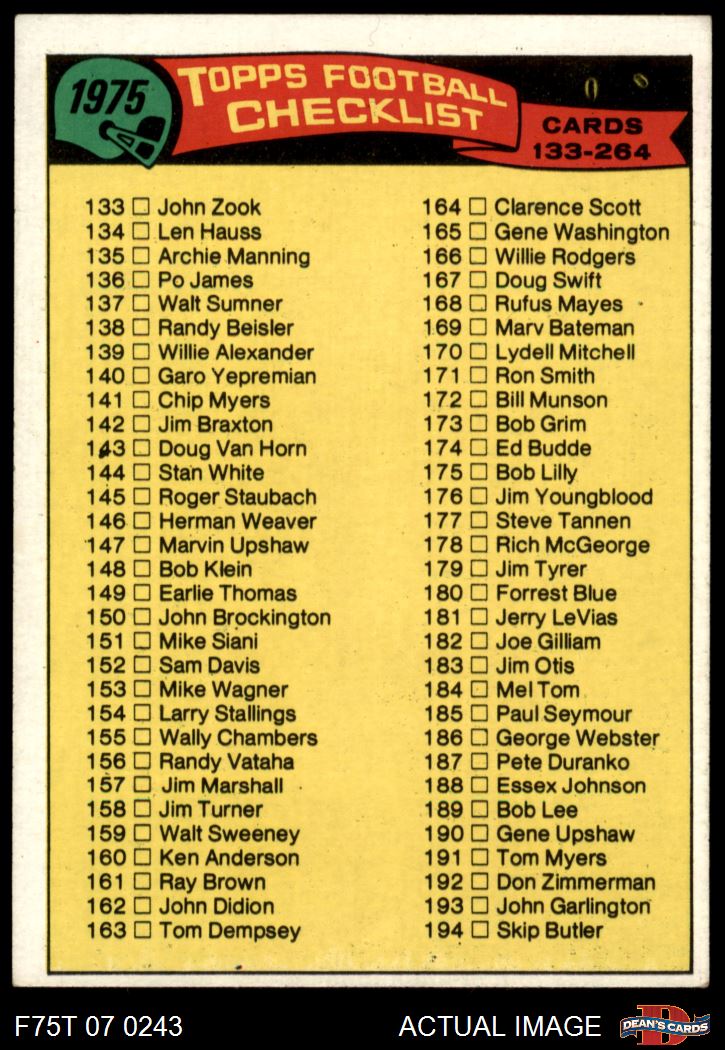 1975 Topps #251 Checklist 133-264 5 - EX - Picture 2 of 5