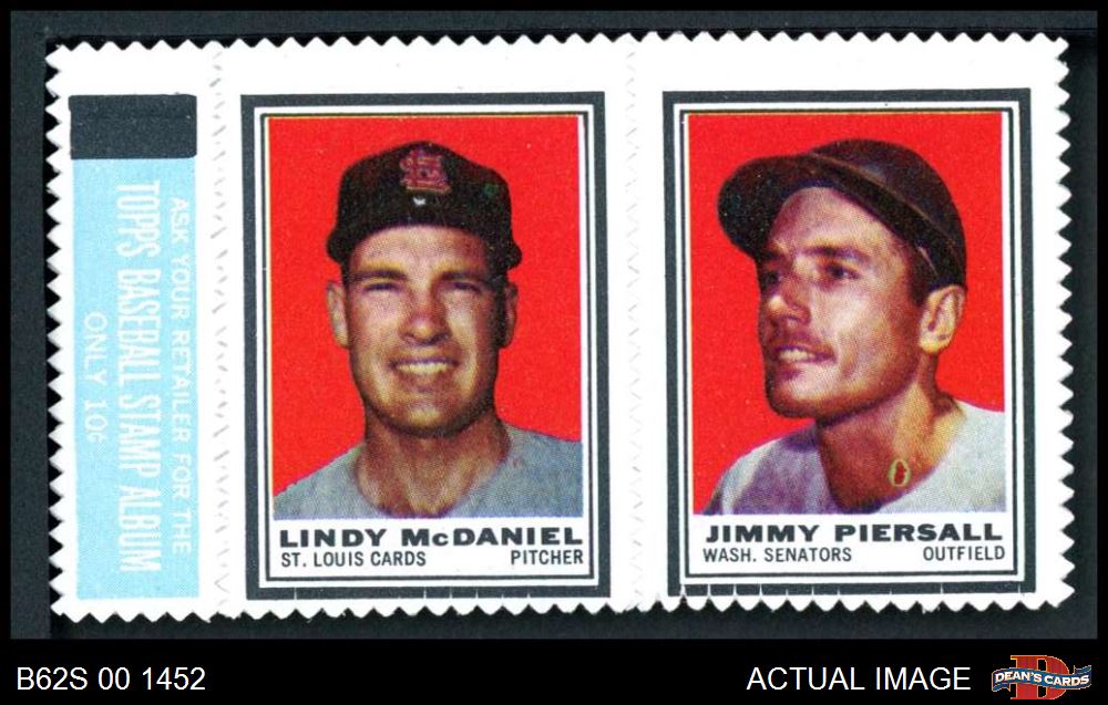 1962 Topps Stamp Panels Lindy McDaniel / Jimmy Piersall 5 - EX