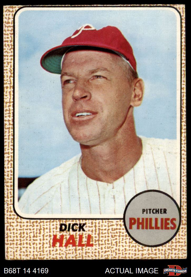 1968 Topps #17 Dick Hall Phillies Common Variation 3 VG Condition