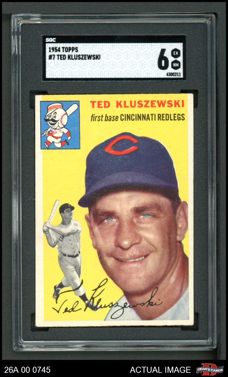 1954 Topps #7 Ted Kluszewski White Back Reds SGC 6 - EX/MT - Picture 2 of 3