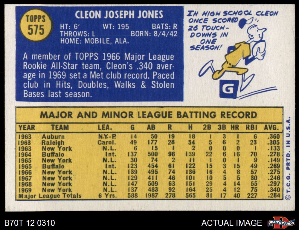 1970 Topps #575 Cleon Jones Mets 6 - EX/MT - Picture 11 of 17