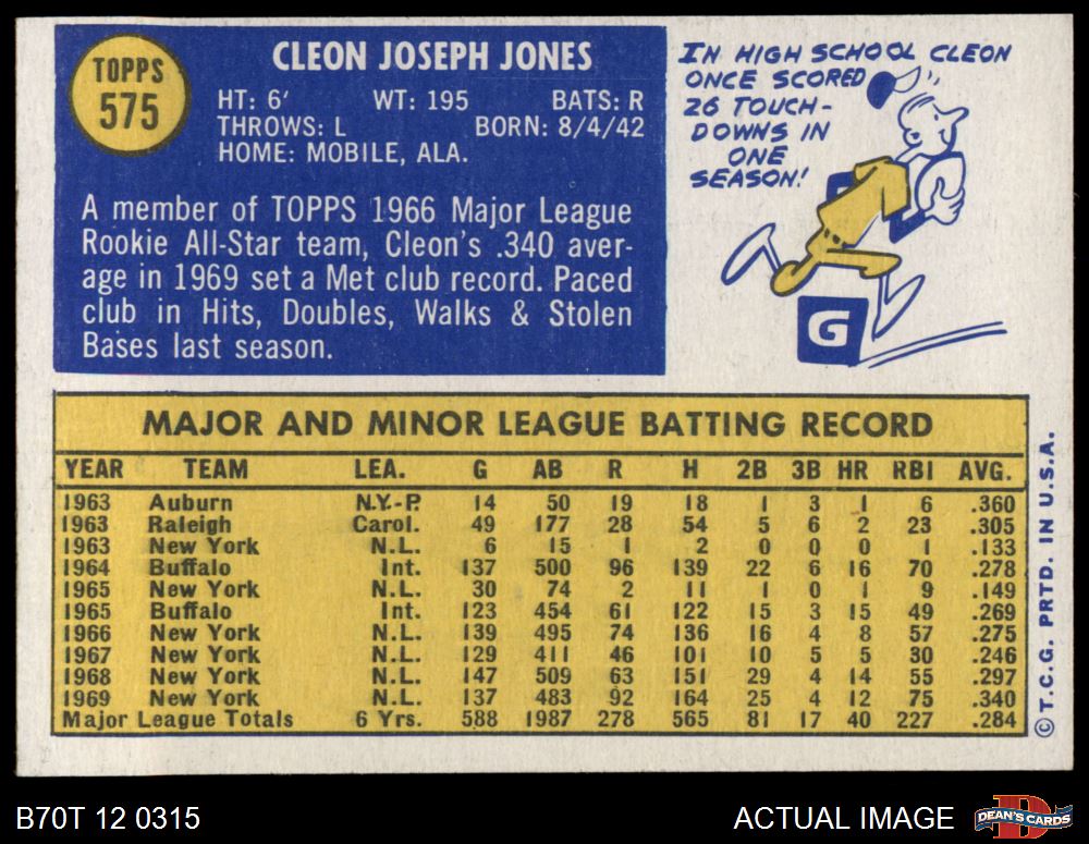 1970 Topps #575 Cleon Jones Mets 6 - EX/MT - Picture 15 of 17