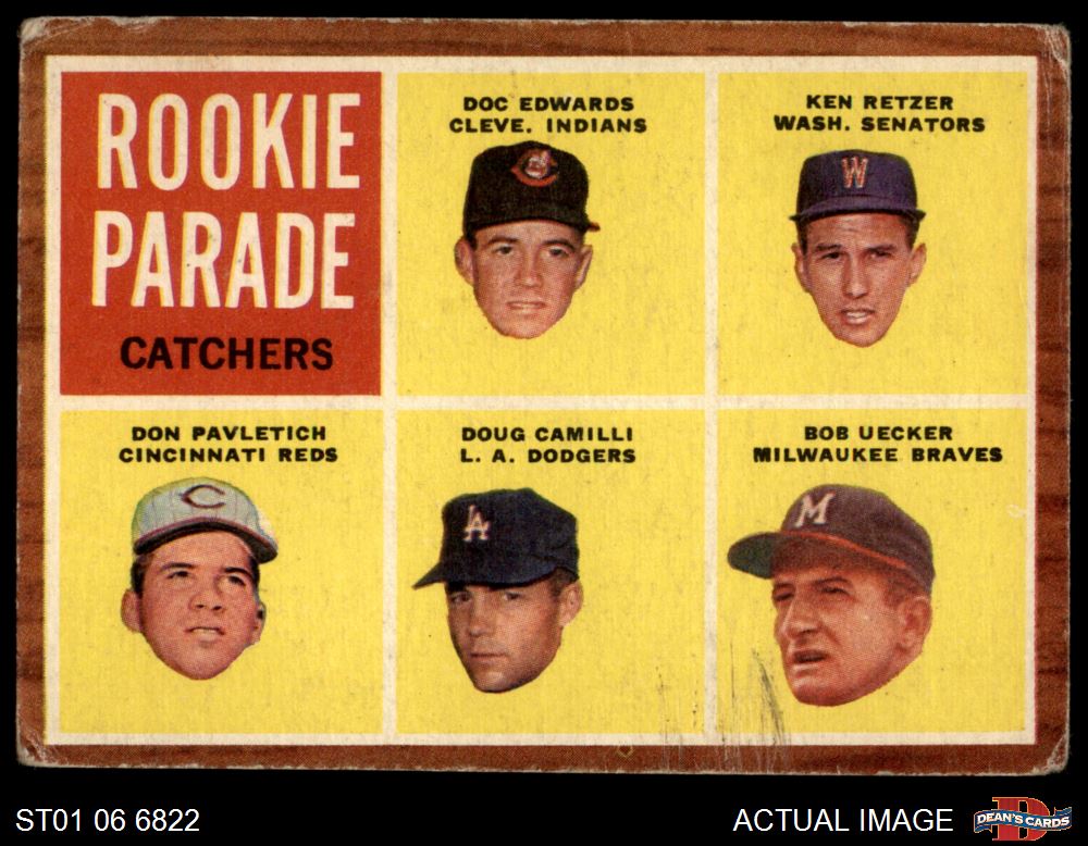 1962 Topps #594 Bob Uecker Rookie Parade - Catchers 1 - POOR - Picture 2 of 5