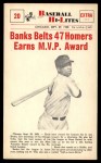 #20 Belts 47 Homers, Earns MVP Honors Ernie Banks 