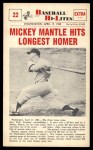 #22 Hits Longest Homer Mickey Mantle 