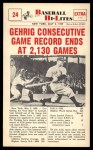 #24 2130 Consecutive Game Record Ends Lou Gehrig 