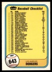 #643 Expos / Dodgers Checklist  