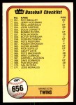#656 Twins / A's Checklist  