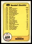 #658 Rangers / Mariners Checklist  