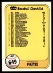 #649 Indians / Pirates Checklist  
