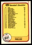 #641 Phillies / Royals Checklist  