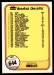 #644 Reds / Orioles Checklist  