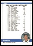 #656 Checklist: Astros/Twins Bob Lillis 