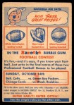 Contest Card Oct 14 Colts vs. Packers  