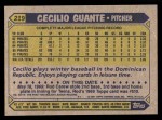 1987 Topps #219 Cecilio Guante<br />B87T-K 219<br /><a class='button AddToCart' data-ajax='true' data-ajax-mode='replace' data-ajax-update='#cart-info' href='/AddToCart?itemId=4202920&quantity=1&type=0'>Add To Cart</a>