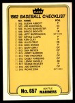 #657 Mariners / Mets Checklist  