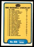 #658 Padres / Twins Checklist  