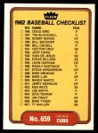 #659 Blue Jays / Cubs Checklist  