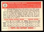 1952 Topps REPRINT #172 Eddie Miksis<br />BT52-AH 172<br /><a class='button AddToCart' data-ajax='true' data-ajax-mode='replace' data-ajax-update='#cart-info' href='/AddToCart?itemId=4341347&quantity=1&type=0'>Add To Cart</a>