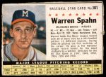 #101 Warren Spahn  Hand Cut 