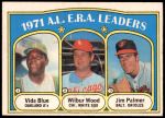 #92 AL ERA Leaders Vida Blue / Jim Palmer / Wilbur Wood 