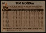 1983 Topps #510 Tug McGraw<br />B83T 08 6231<br /><a class='button AddToCart' data-ajax='true' data-ajax-mode='replace' data-ajax-update='#cart-info' href='/AddToCart?itemId=6170983&quantity=1&type=0'>Add To Cart</a>