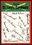 1974 Topps Red Team Checklist  St. Louis Cardinals Red Team Checklist<br />B74T 08 6410<br /><a class='button AddToCart' data-ajax='true' data-ajax-mode='replace' data-ajax-update='#cart-info' href='/AddToCart?itemId=6269200&quantity=1&type=0'>Add To Cart</a>