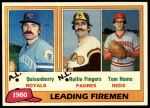 #8 Saves Leaders Dan Quisenberry / Tom Hume / Rollie Fingers 