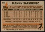 1983 Topps #566 Manny Sarmiento<br />B83T 08 7522<br /><a class='button AddToCart' data-ajax='true' data-ajax-mode='replace' data-ajax-update='#cart-info' href='/AddToCart?itemId=6488699&quantity=1&type=0'>Add To Cart</a>
