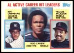 #711 AL Active Hit Leaders Rod Carew / Reggie Jackson / Bert Campaneris 