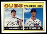 #161 Cubs 2016 Rookie Stars Kyle Schwarber / Carl Edwards Jr. Base 