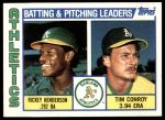 #156 A's Leaders & Checklist Rickey Henderson / Tim Conroy 