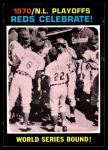 #202 1970 NL Playoffs - Summary - Reds Celebrate Woody Woodard / Angel Bravo / Bob Tolan 