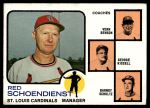 #497 Cardinals Leaders Red Schoendienst / Vern Benson / George Kissell / Barney Schultz Orange 