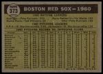 1961 Topps #373  Red Sox Team<br />B61T 15 0180<br /><a class='button AddToCart' data-ajax='true' data-ajax-mode='replace' data-ajax-update='#cart-info' href='/AddToCart?itemId=7013022&quantity=1&type=0'>Add To Cart</a>