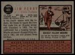 1962 Topps #405 Jim Perry<br />B62T 12 2402<br /><a class='button AddToCart' data-ajax='true' data-ajax-mode='replace' data-ajax-update='#cart-info' href='/AddToCart?itemId=7018452&quantity=1&type=0'>Add To Cart</a>