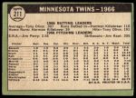 1967 Topps #211  Twins Team<br />B67T 14 3313<br /><a class='button AddToCart' data-ajax='true' data-ajax-mode='replace' data-ajax-update='#cart-info' href='/AddToCart?itemId=7019679&quantity=1&type=0'>Add To Cart</a>