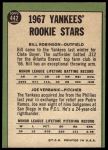 1967 Topps #442  -  Bill Robinson / Joe Verbanic Yankees Rookies<br />B67T 14 3809<br /><a class='button AddToCart' data-ajax='true' data-ajax-mode='replace' data-ajax-update='#cart-info' href='/AddToCart?itemId=7020178&quantity=1&type=0'>Add To Cart</a>