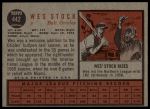 1962 Topps #442 Wes Stock<br />B62T 12 3149<br /><a class='button AddToCart' data-ajax='true' data-ajax-mode='replace' data-ajax-update='#cart-info' href='/AddToCart?itemId=7021940&quantity=1&type=0'>Add To Cart</a>