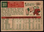 1959 Topps #377 Johnny Antonelli<br />B59T 14 8748<br /><a class='button AddToCart' data-ajax='true' data-ajax-mode='replace' data-ajax-update='#cart-info' href='/AddToCart?itemId=7029218&quantity=1&type=0'>Add To Cart</a>