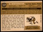 1960 Topps #268 Al Worthington<br />B60T 14 0118<br /><a class='button AddToCart' data-ajax='true' data-ajax-mode='replace' data-ajax-update='#cart-info' href='/AddToCart?itemId=7029430&quantity=1&type=0'>Add To Cart</a>
